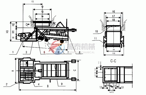 往复式给料机安装示意图